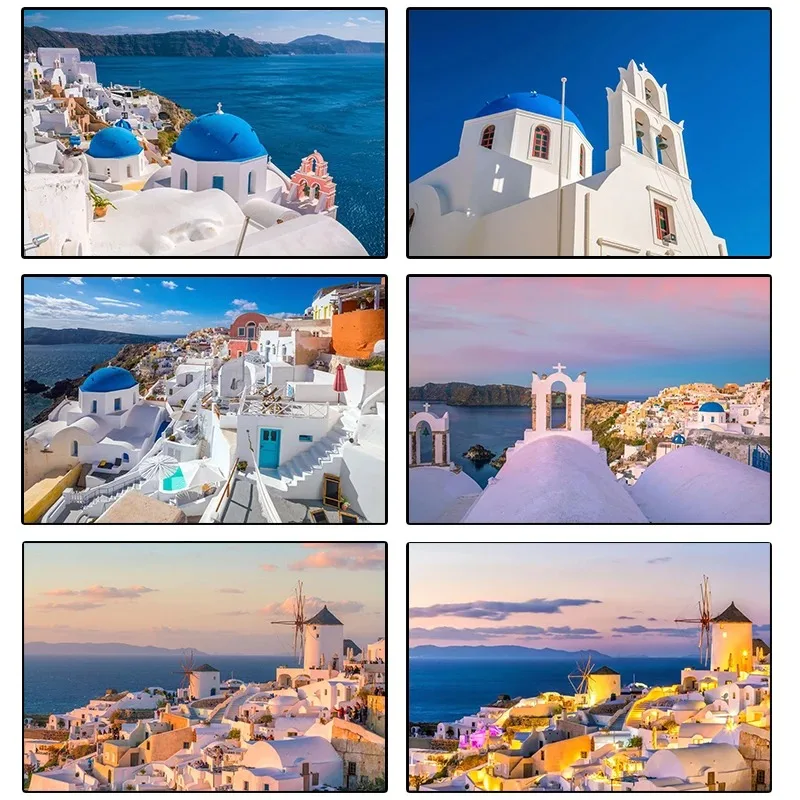 

Greece Santorini Landscape Poster, Modern Prints Canvas Wall Art Pictures,for Home Living Room Painting Cuadros Unframed