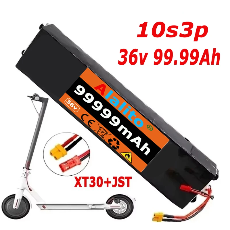 

36V 99Ah 18650 Rechargeable Lithium Battery Pack 10S3P 500W High Power for Modified Bikes Scooter Electric Vehicle,With BMS XT30