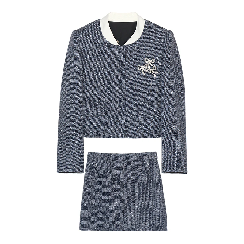 

Модный и элегантный темпераментный дизайн Carina Lau, короткая куртка + юбка с высокой талией, комплект из двух предметов