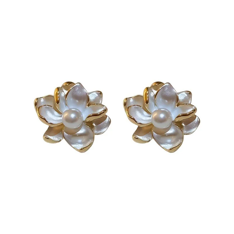 Fashion Sweet Flower Earrings Dyeing Enamel Drops Glaze Pearl Color Earrings Spring Summer High End Earrings Party Gifts Women