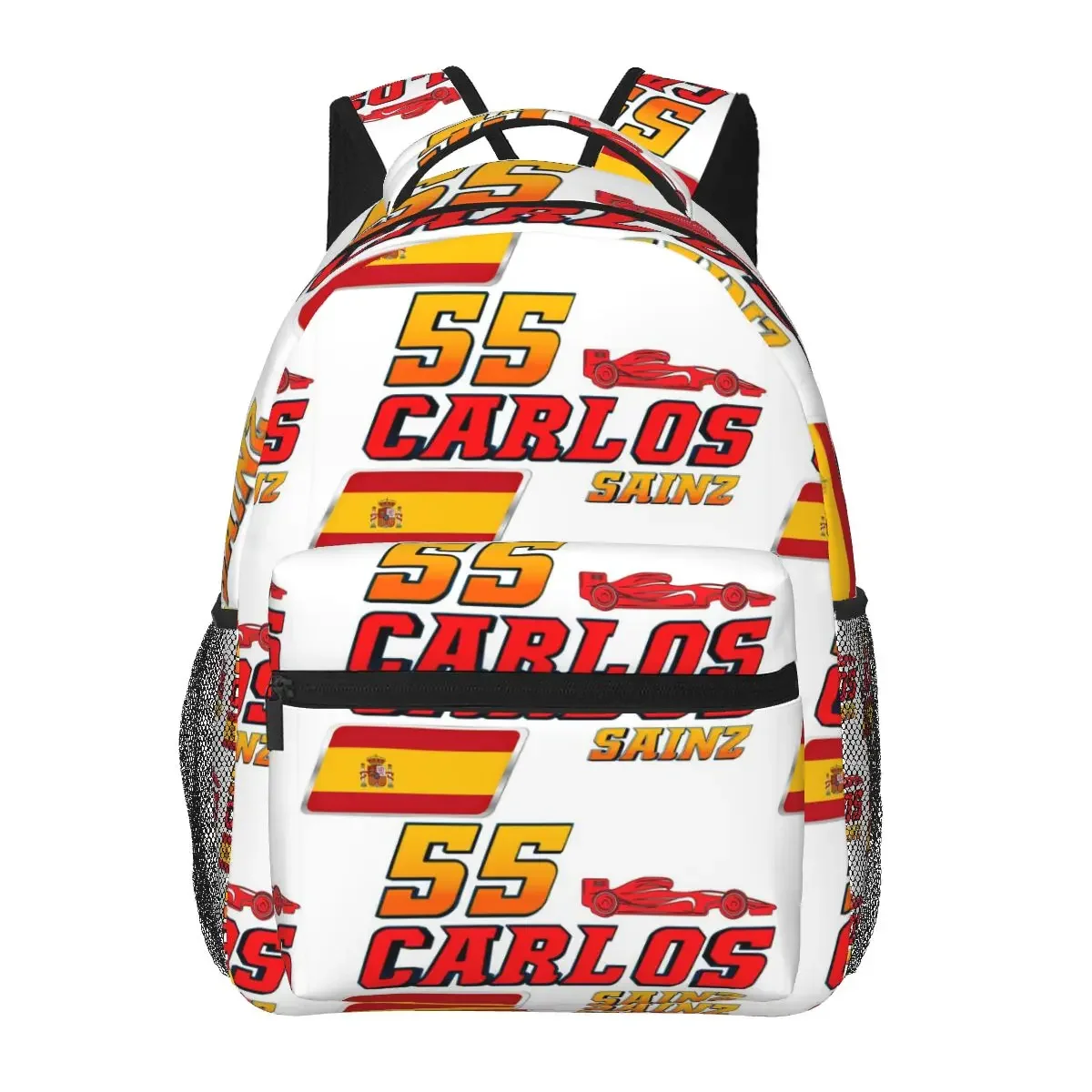 カルロス-サインツ-jr-f1-シグネチャー-グラフィック-ダーク-バックパック-ボーイズ-ガールズ-ブックバッグ-子供-スクールバッグ-ラップトップ-リュックサック-ショルダーバッグ