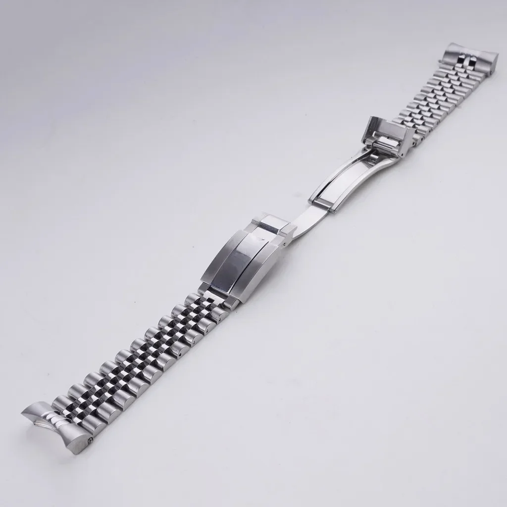 CARLYWET 22mm Silver Watch Band Curved Solid End style 316L Steel Steel jubilee Strap men bracelet For 22mm BlackBay 41