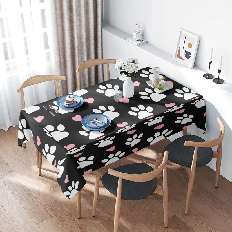 

Водонепроницаемая скатерть с принтом лапы домашних животных, декор для столовой, кухни, крышка стола, моющийся современный дизайн, домашняя вечеринка, столешница