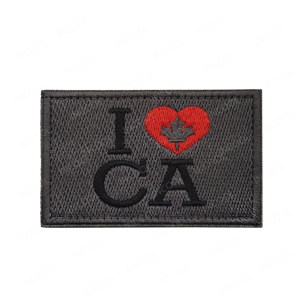 I Love Canada Flag Embroidered Patches Maple Leaf CA Canadian Flags Stickers Chevron Appliqued For Clothing Backpack