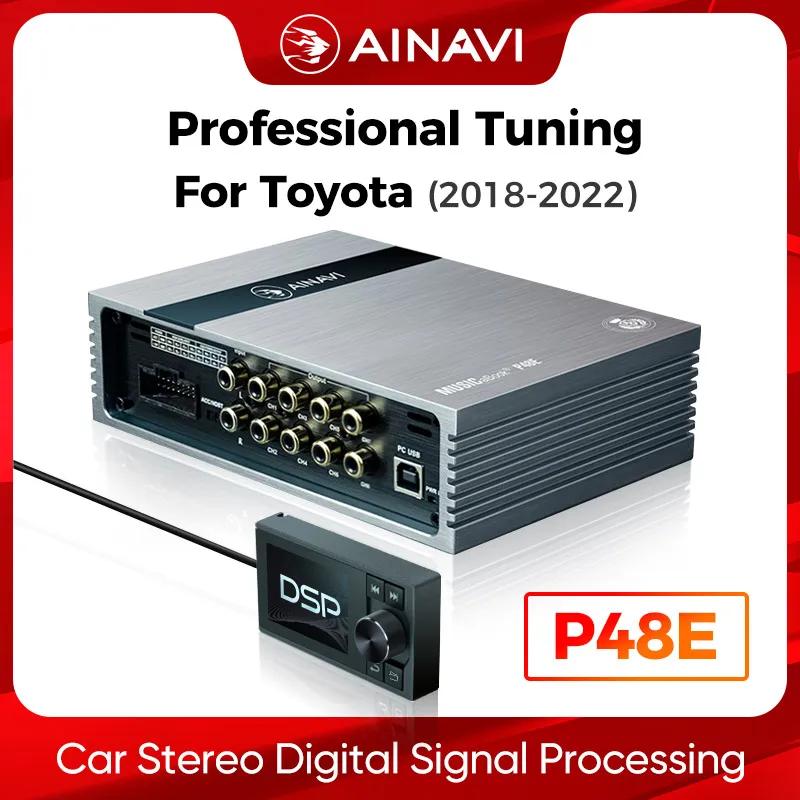 

Ainavi P48E Car DSP For Toyota 2018-2022 Digital Signal Processor Car Amplifier 31-Band Equalizer 8-Channel Output 4-Channel