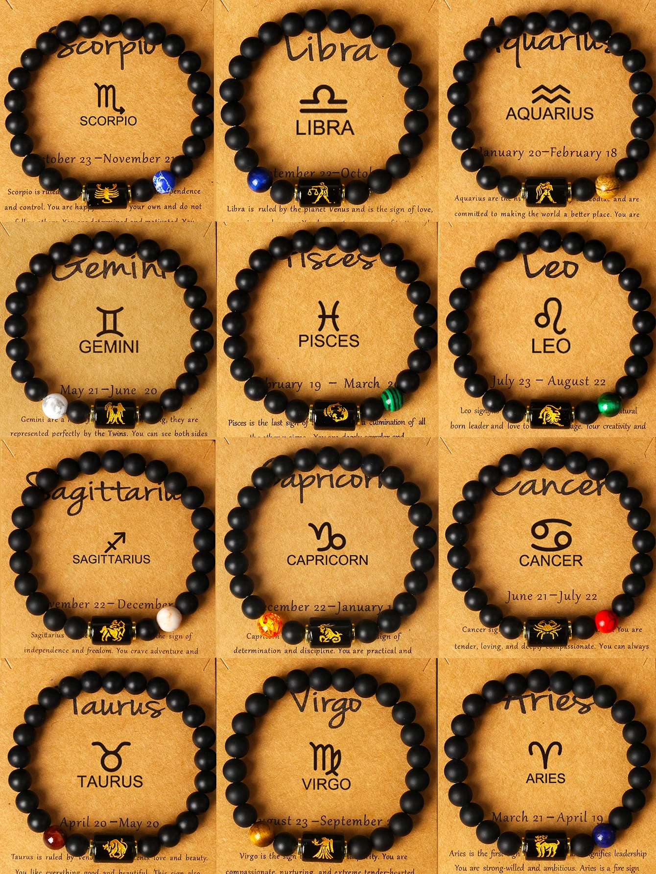 12 Zodiac Signs Bracelet Homme 12 Constellation Jewelry for Women Scorpio Gemini Sagittarius Bracelet Friendship Gift Whoelsales