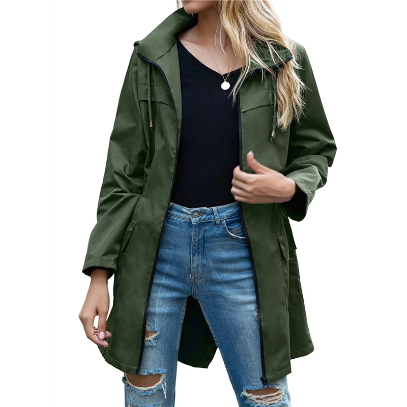 

LNHF женская водонепроницаемая легкая куртка от дождя активный уличный плащ с капюшоном и длинными рукавами на молнии