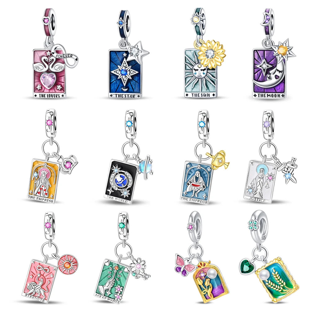 

Classic 925 Sterling Silver Rose & Star & Emperor & Queen & Two Lovers Card Pendant DIY Gift Jewelry Making