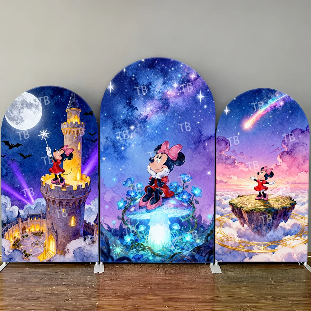 

Minnie Mouse Arch Backdrop Cover Magic Starry Sky Party Castle Mushroom Cute Photo Booth Props for Events & Home Decoration