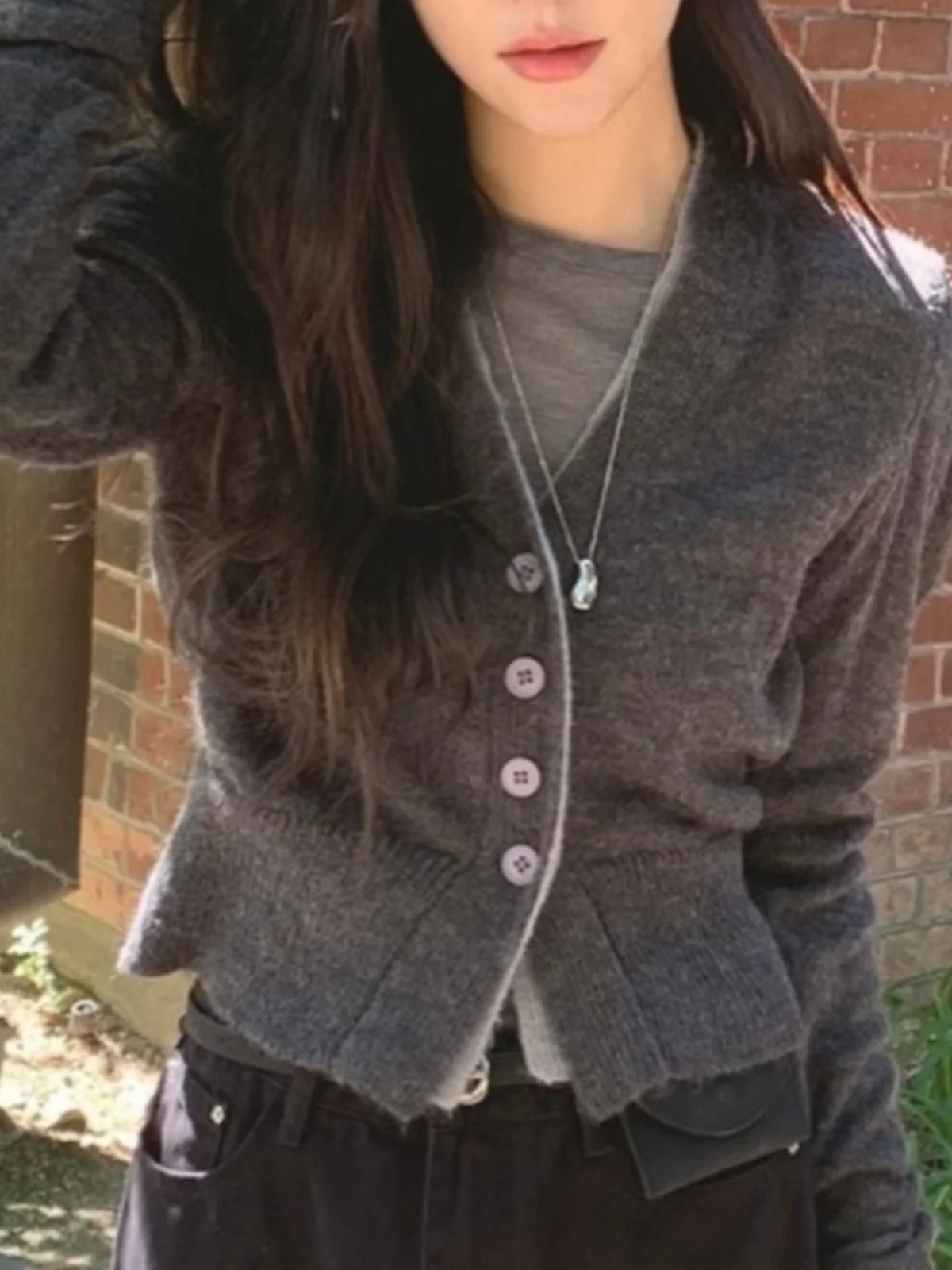 

Chic V-Ne Sweater Jaet Women's Long Sve ort Knitted Open Cardigan Fake Two-Piece Sle Early Autumn New Arrival Slim...