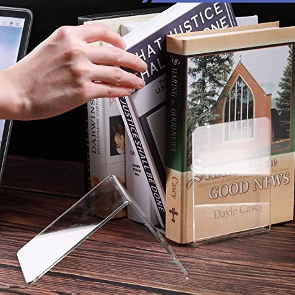 L-Shaped Transparent Book Stand Acrylic Book Stand Bookshelf Picture Book Album Display Clip School Library Display Stand