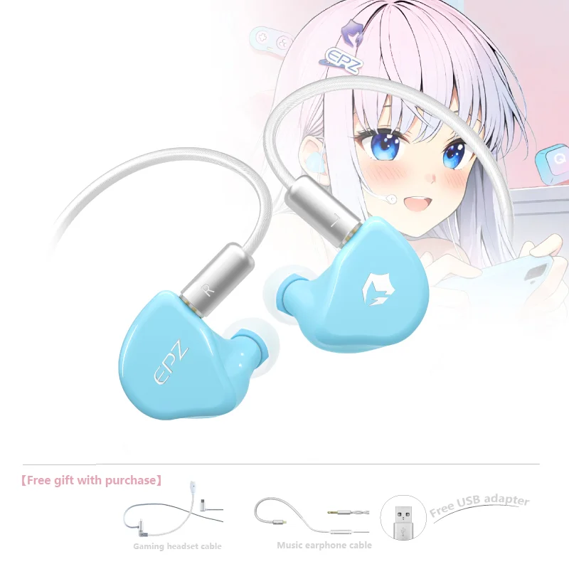 Epz G10 in-ear bedrade oortelefoon Ruisonderdrukkende microfoon Hoge prestaties DAC Gaming-geluidskaart Gaming-oortelefoon met lage latentie