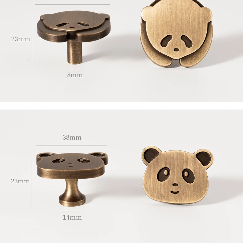 Panda furniture knob in antique brass — product image 21