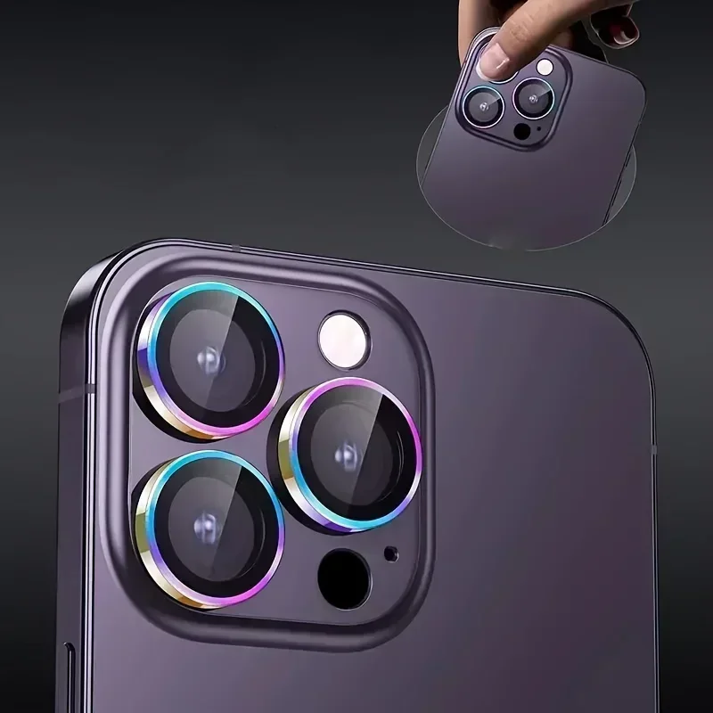 2-3 قطعة حامي عدسة الكاميرا الملونة آيفون 16 15 برو ماكس زائد 13 12 برو ماكس فيلم الكاميرا الزجاج المقسى متعدد الألوان واقية