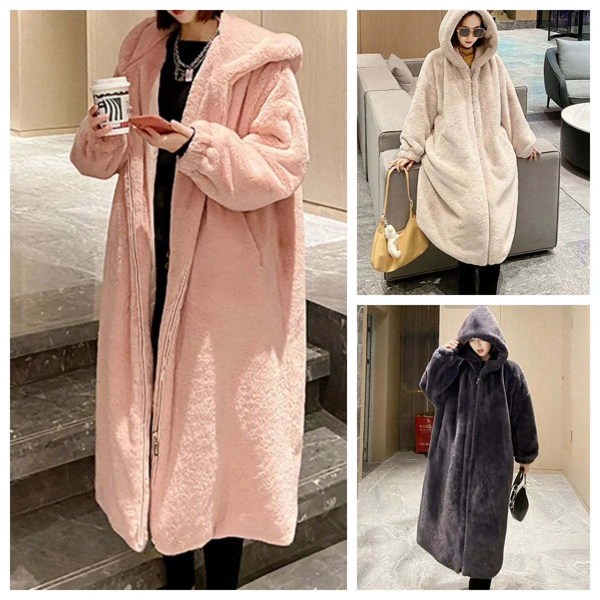 

Женская парка, зимняя одежда, новое пальто оверсайз из искусственного меха, толстая теплая длинная меховая куртка, пальто с капюшоном, плюшевое пальто, зимнее