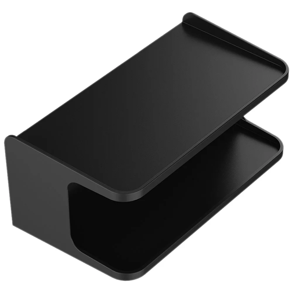 

Wall Double-layer Shelf Black Bedside Storage Bracket Bathroom Organizer Smooth Surface Strong Capacity Home Decor