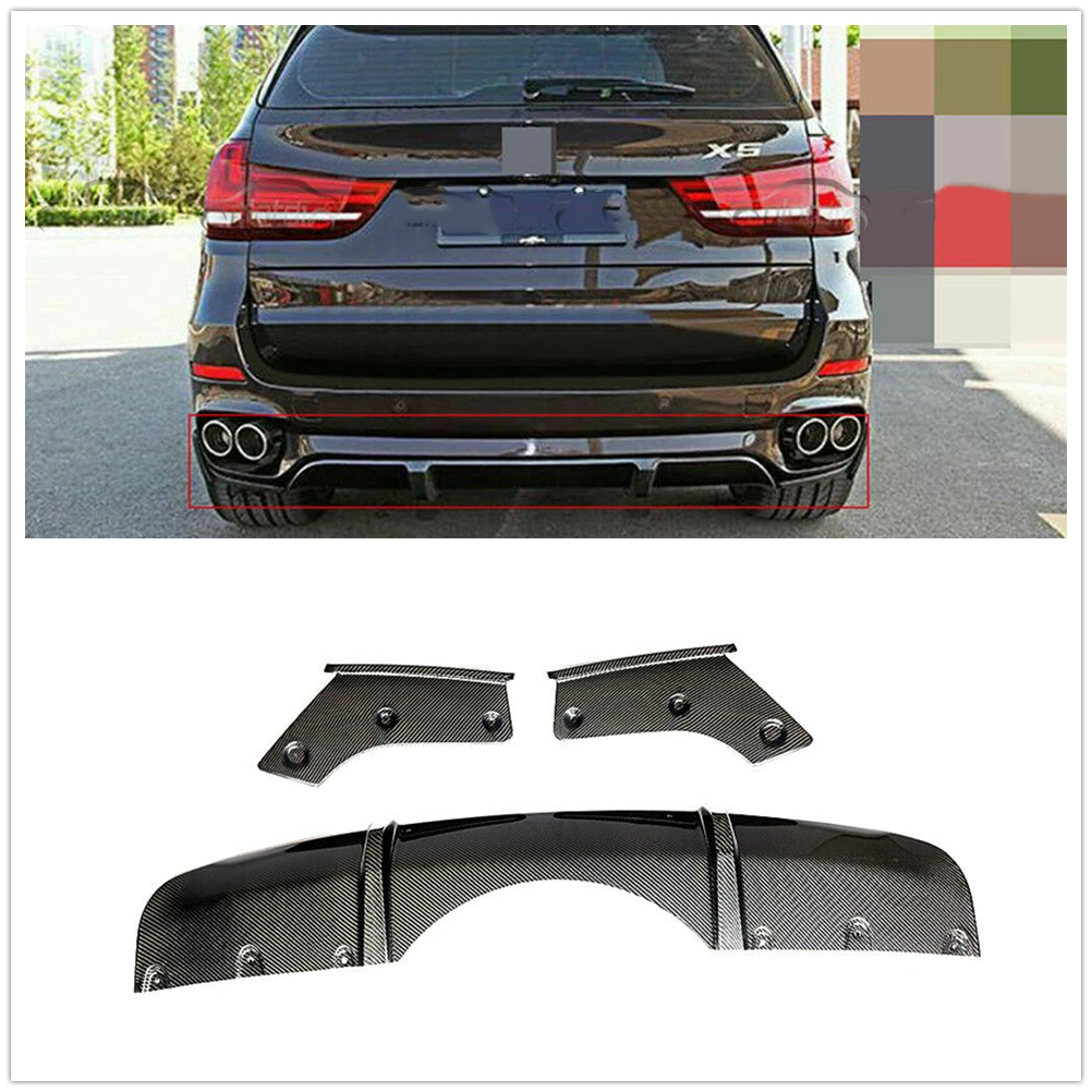 Carbon Fiber Car Rear Bumper Diffuser Lip Exhaust Bracket Spoiler Plate For BMW F15 X5 X6 M Tech Sport 2014-2018