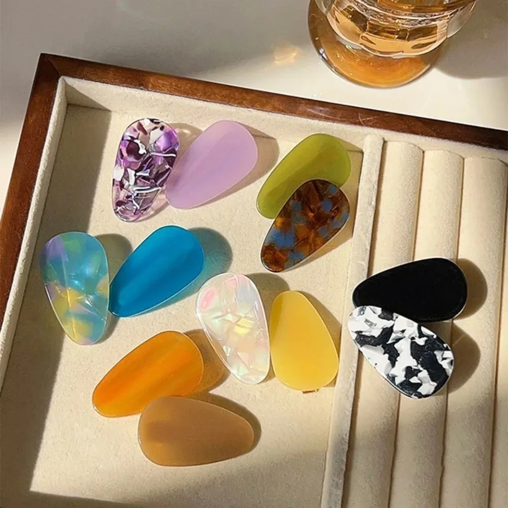 Fashion Vintage Colorful Hair Clip Acetic Acid Drop Shape Hair Barrettes Headdress Side Clip for Women Girls