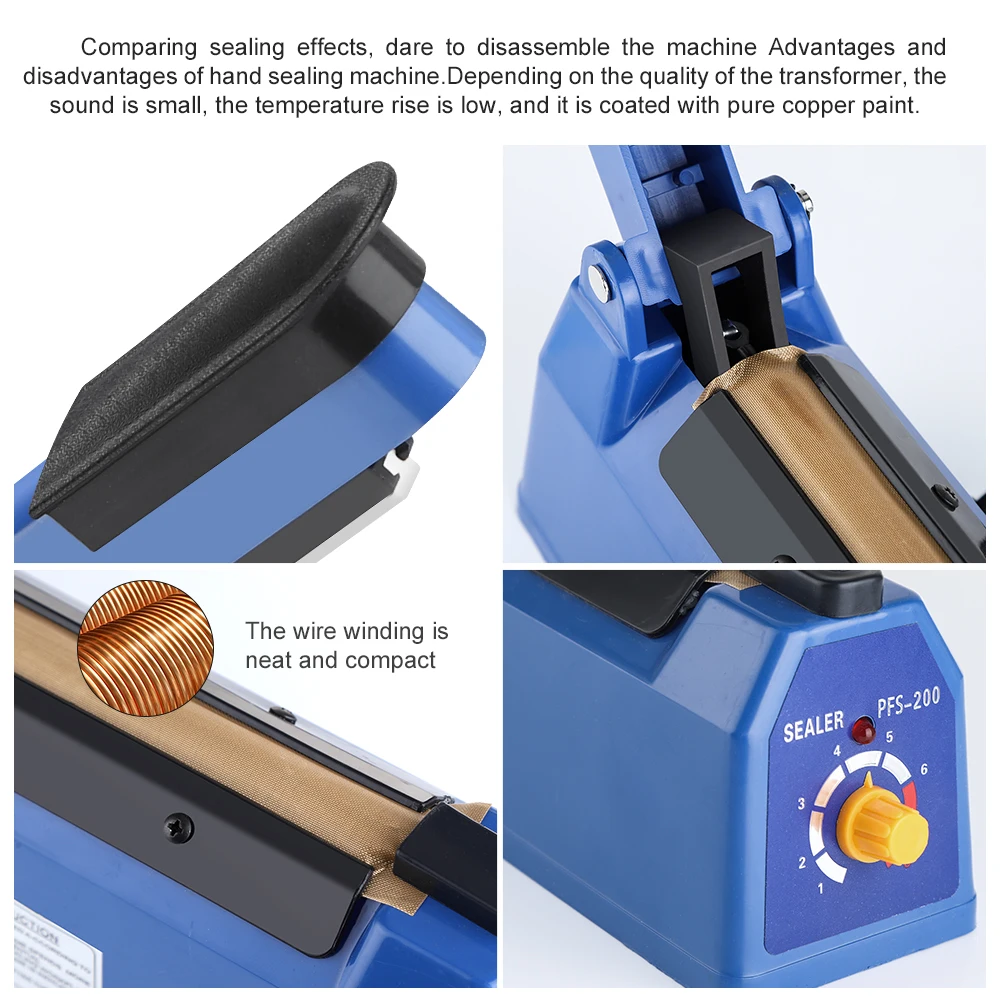 Impulse Sealer Machine Kitchen Food Plastic Manual Sealing 200mm Length Food Vacuum Storage Household 220V Heat Plastic Bag Seal view 5