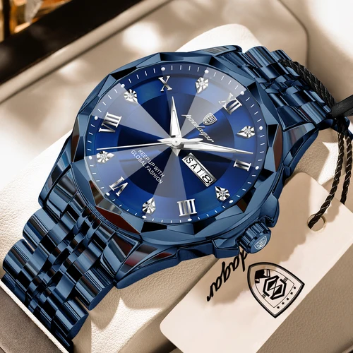 Imagen 2 del producto Reloj de Pulsera POEDAGAR de Lujo para Hombre, Original, Resistente al Agua, Luminoso, con Fecha, Semana y Cuarzo, de Acero Inoxidable