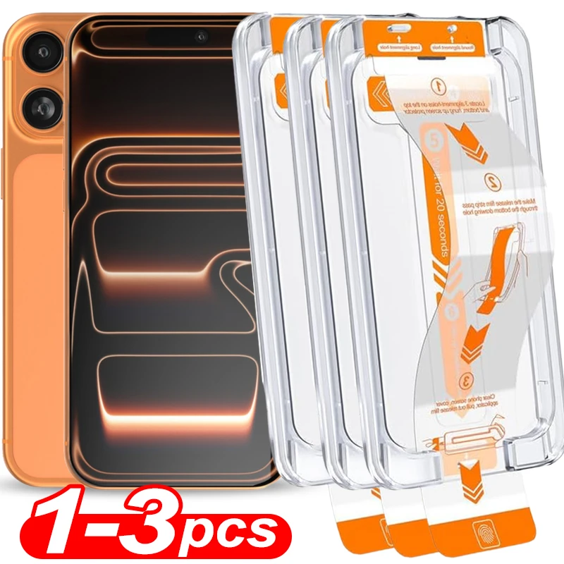 1-3 قطعة واقي شاشة سهل التركيب خالي من الغبار لهاتف iPhone 17 Pro Max 17Air 17Pro 16Promax HD أفلام الزجاج المقسى الوضوح