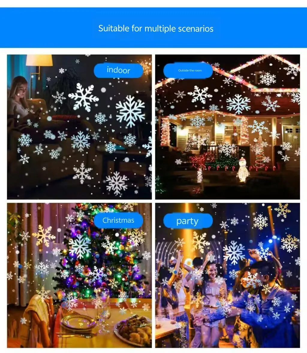 Christmas outdoor snowflake projection wall lamp, waterproof garden decorative lamp, single tube high brightness snowflake lamp