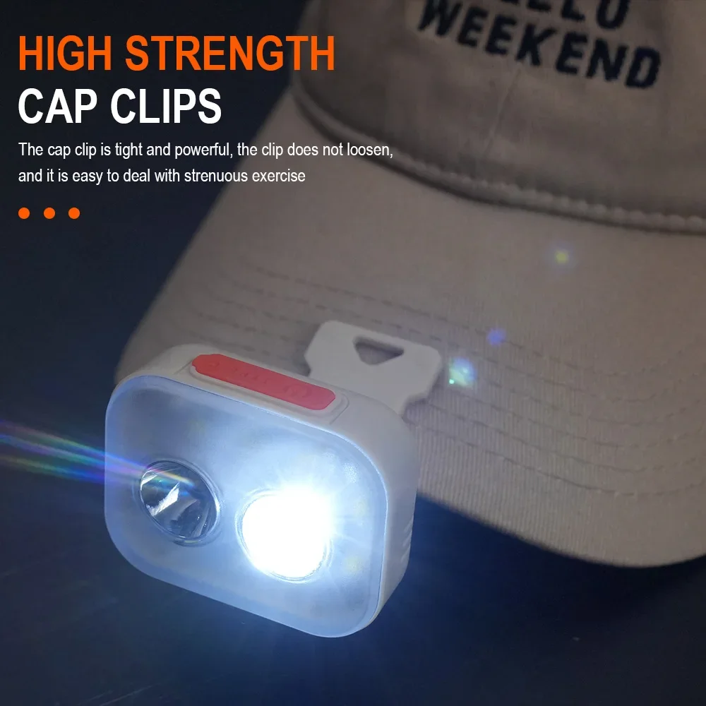 BORUiT หมวกคลิปไฟหน้า USB-C ชาร์จแบตเตอรี่ในตัว LED ไฟหน้ากันน้ํา Camping ไฟฉายสําหรับตกปลากลางแจ้ง