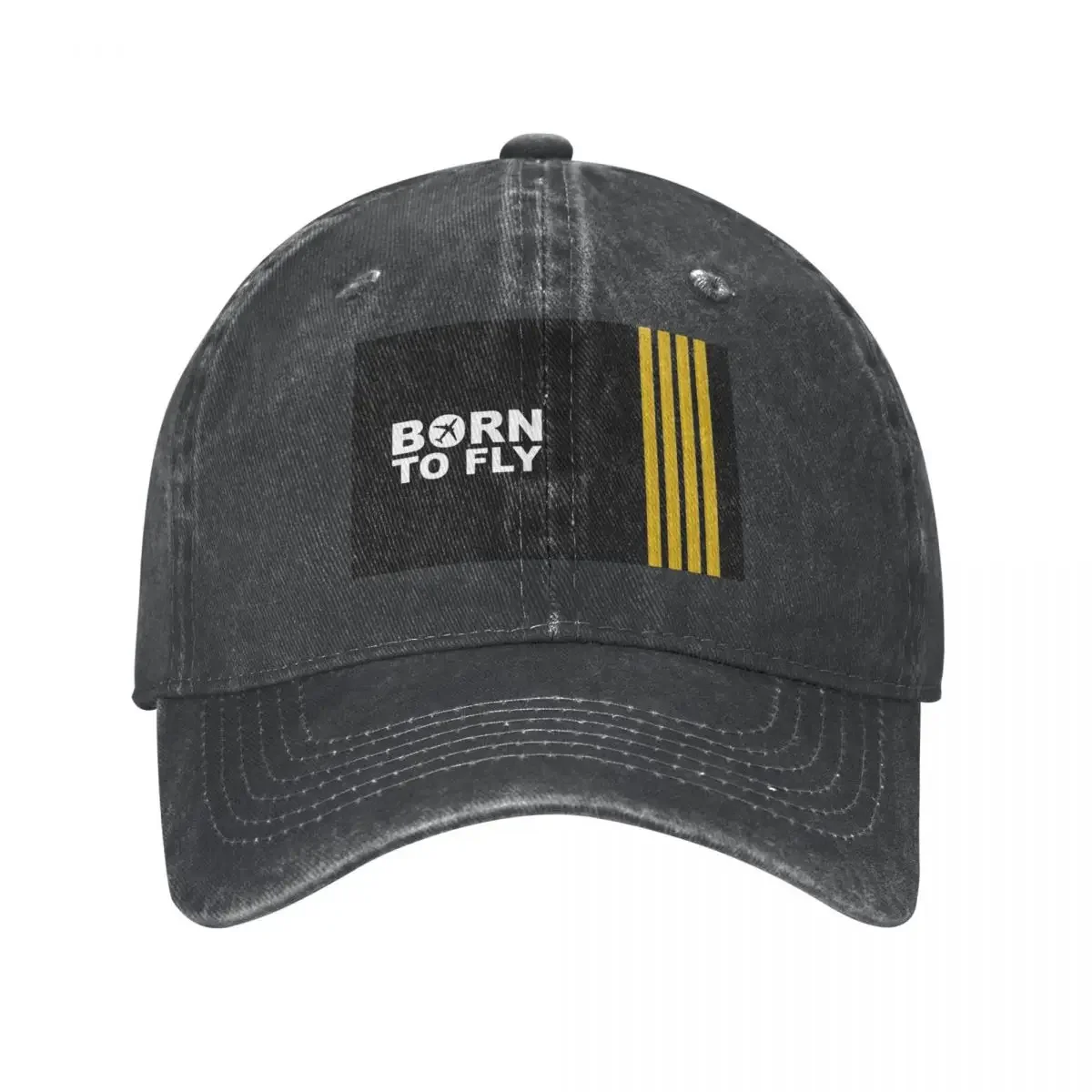 

Born To Fly Captain Stripes Men Baseball Cap Pilot Air Distressed Washed Hats Cap Outdoor Travel Adjustable Fit Snapback Hat