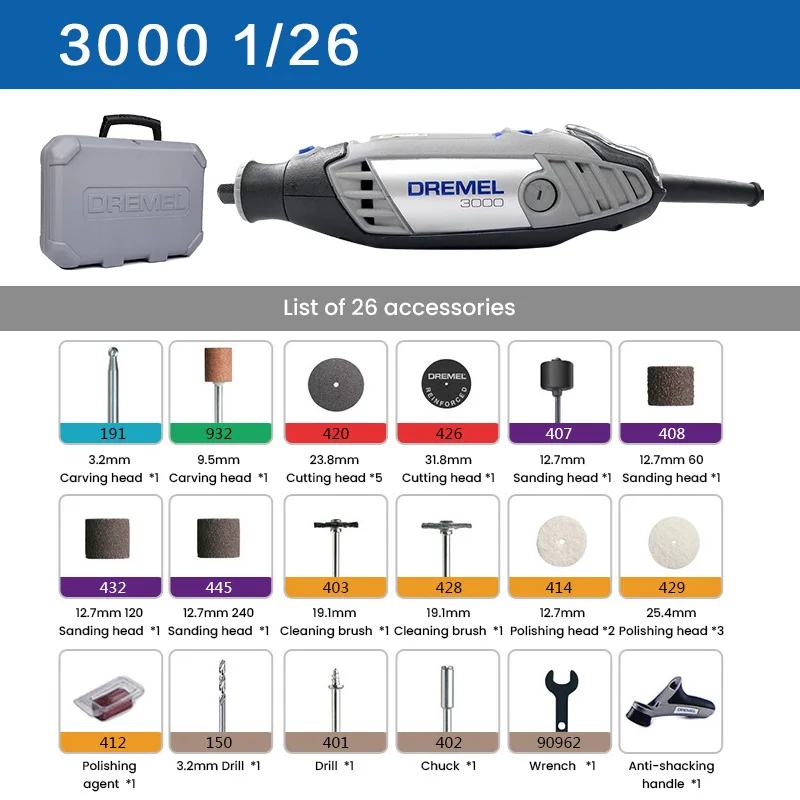 Imagem -03 - Dremel 3000 4250 Mini Moedor Ferramentas Rotativas 1035 Peças Acessórios Recarregável Moedor Gravador Polidor Elétrico Máquina de Corte