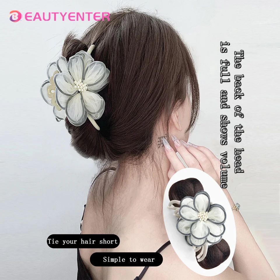 BEAUTYCODE Wig Female Claw Clip Shuttlecock Head Lazy Style Natural Korean Style Fluffy Clip Flower Ball Hair Bun