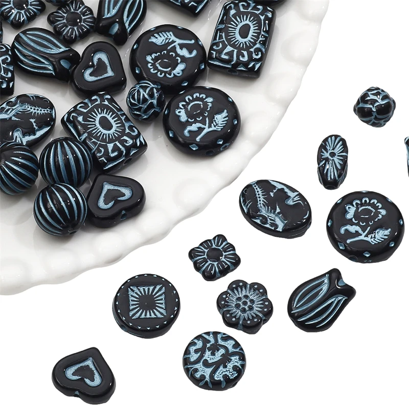 แฟชั่นวาดสไตล์บาร็อคลูกปัดอะคริลิคหัวใจดอกไม้ผีเสื้อเสน่ห์สำหรับสร้อยคอสร้อยข้อมือ DIY เครื่องประดับทำ