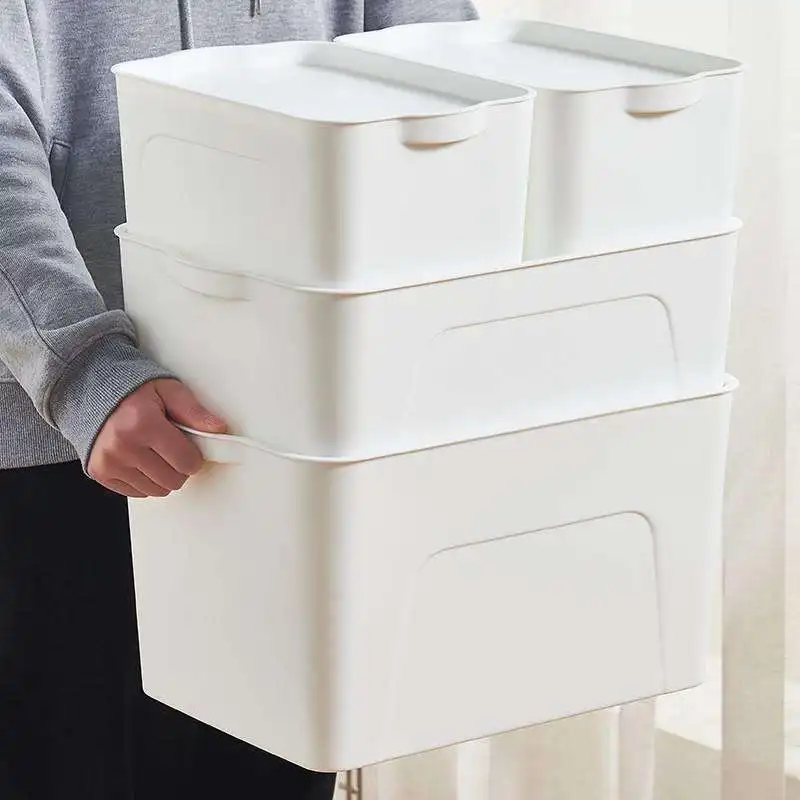 

Большой пластиковый контейнер для хранения с крышкой для одежды и мелочей в японском стиле для дома...