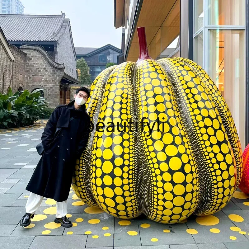 Yayoi Kusama Polka Dot Pumpkin Large Ornament Outdoor Fiberglass Sculpture Large Floor Decoration