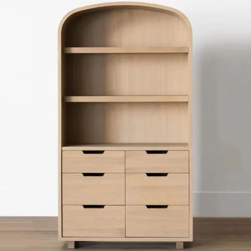Home Office Bookshelf Wooden Modern Multi-layer Solid Oak Bookcase
