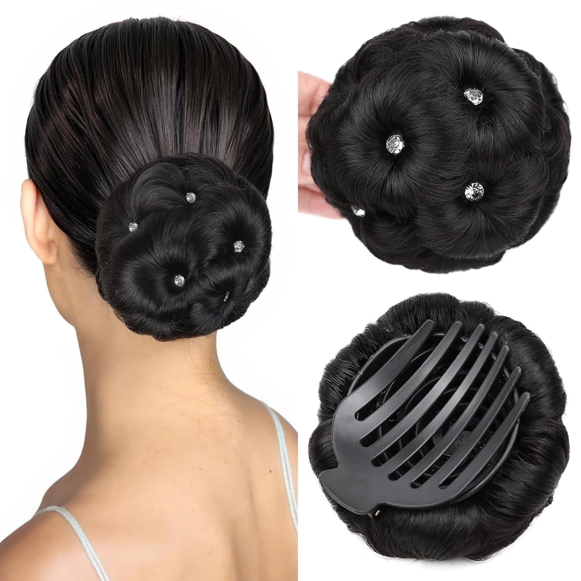Hair Buns Hair Pieces for Women Fake Hair Bun Extension Hairs Chignon Pony Tail Bun Artificial Synthetic Hair Extension