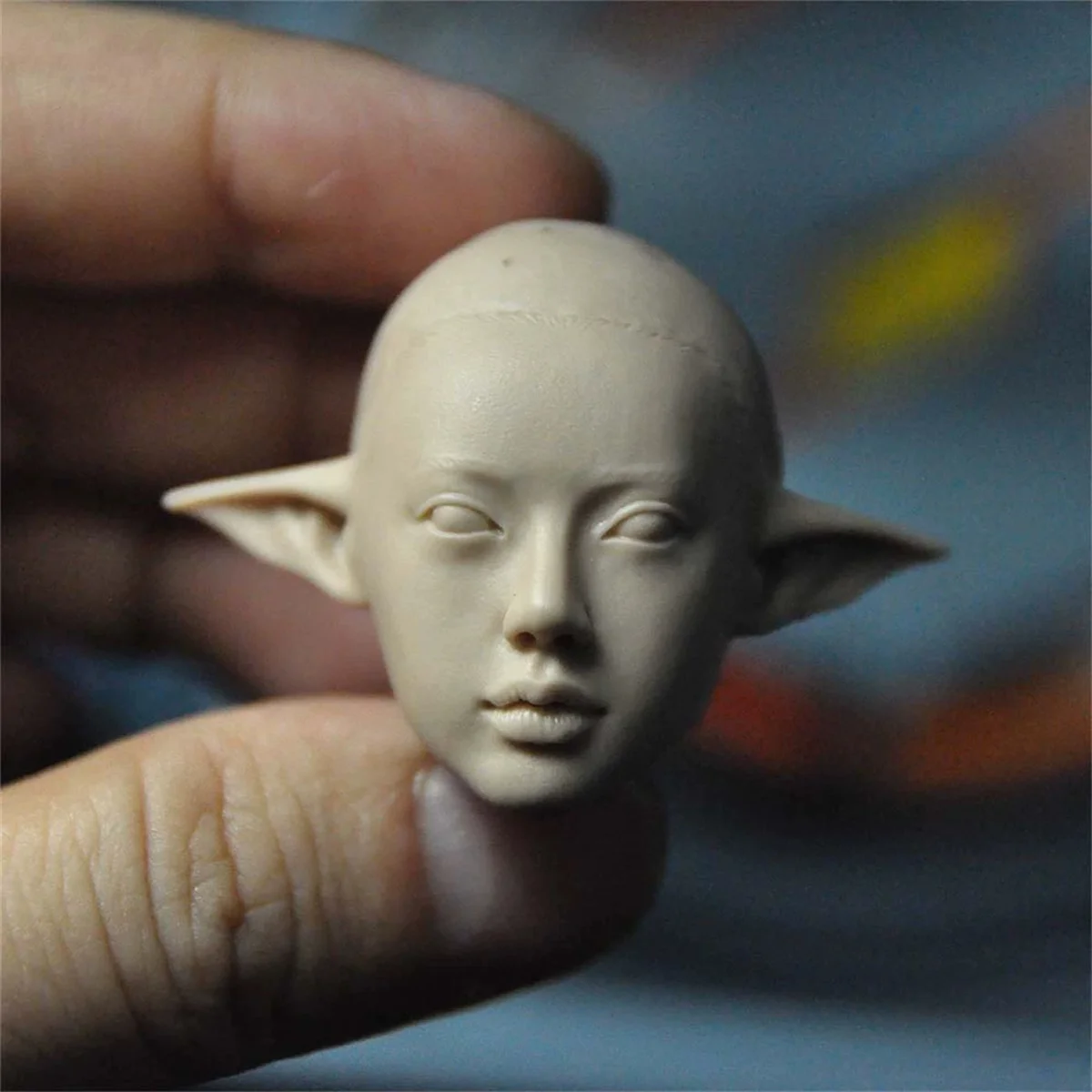 Head Carving 1/6 Elf Female Sculpt Amine CUte Girl Shooter Long Ears Toys Model for 12'' Action Figure Body