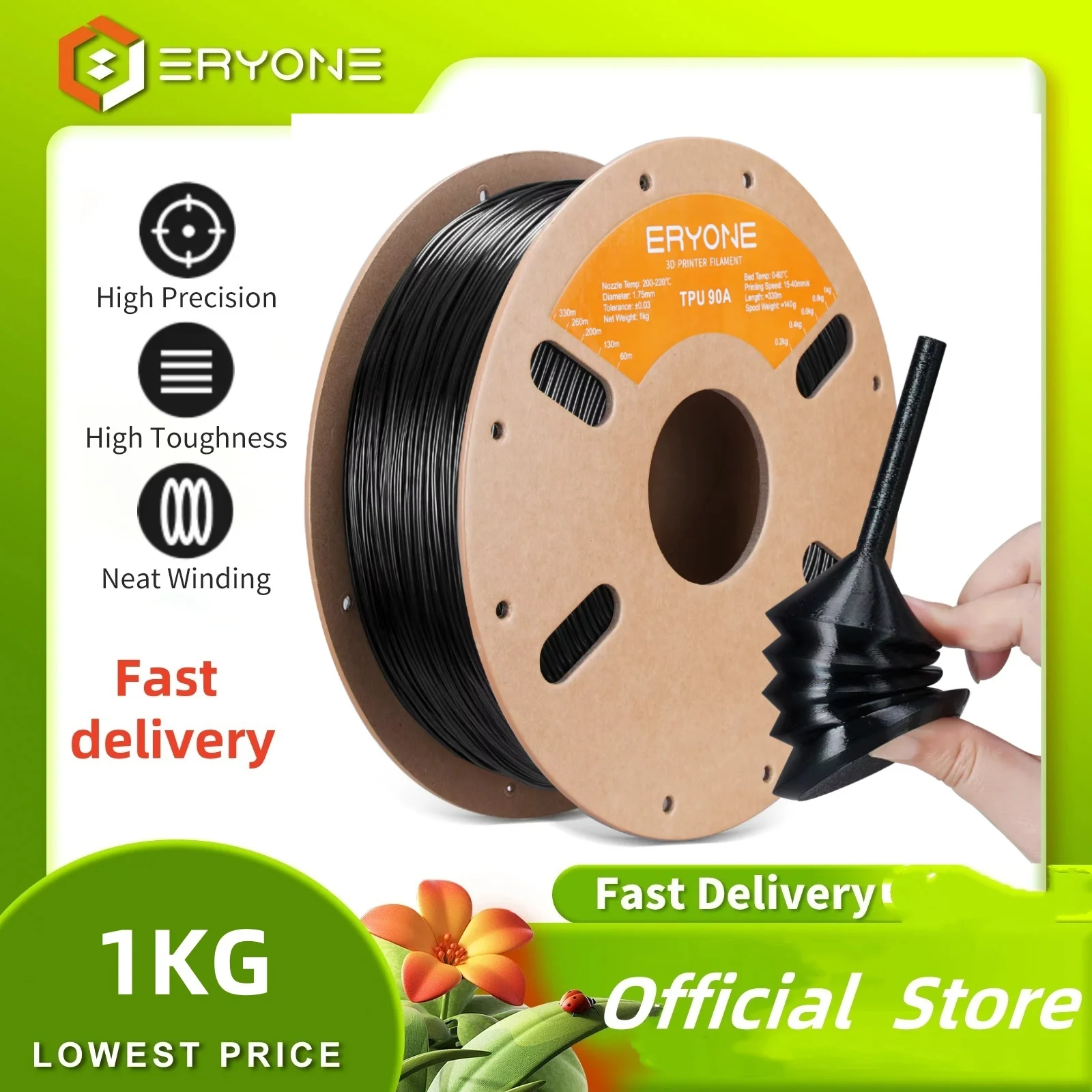 

ERYONE 1 кг ТПУ 90А Премиум нить 3D-печать, доступно многоцветный, 1 кг нить ТПУ 90a, большая распродажа 1,75 мм, 1 кг/катушка