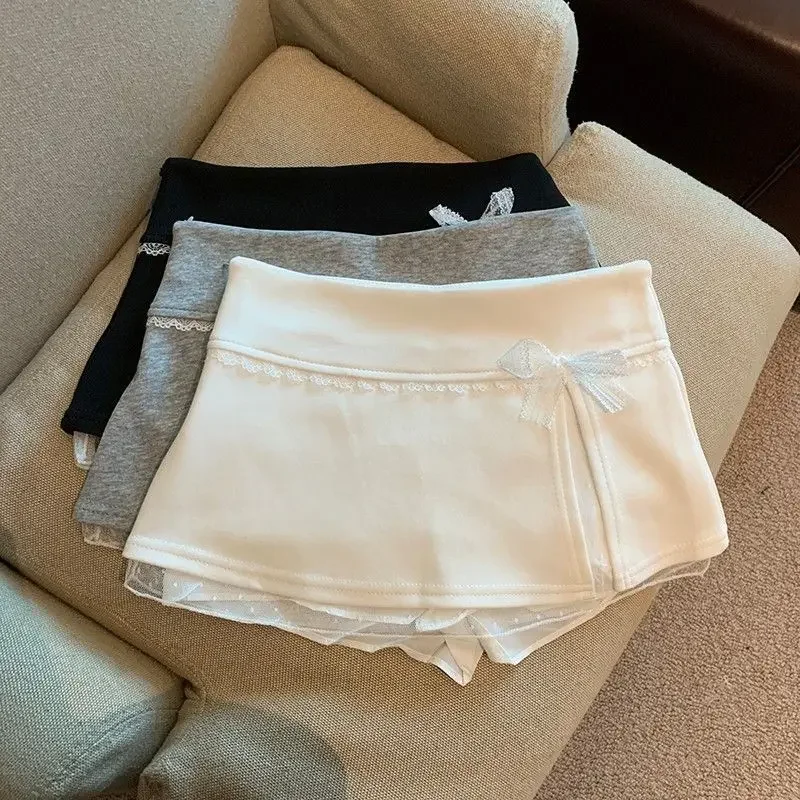 

All-match Patchworkg Lace Bow Skirt For Women Y2k High Waist Slim Fit Faldas Sexy Mujer 2025 Summer New Black Skirts