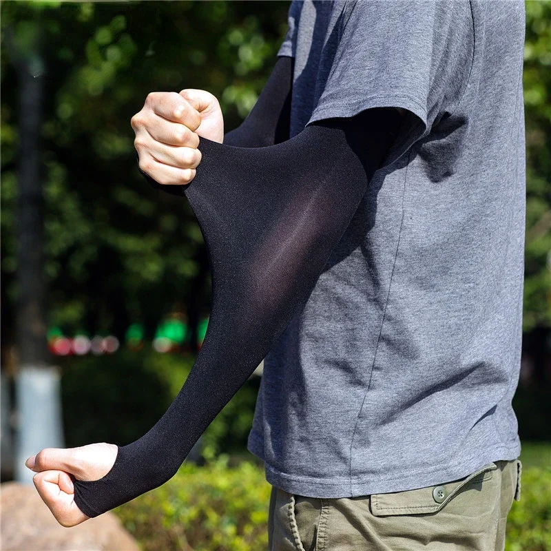 Summer Finger Sleeve High Elastic Spring Summer Outdoor Riding Fingerless Fishing Custom Ice Silk Sleeve  sun protection