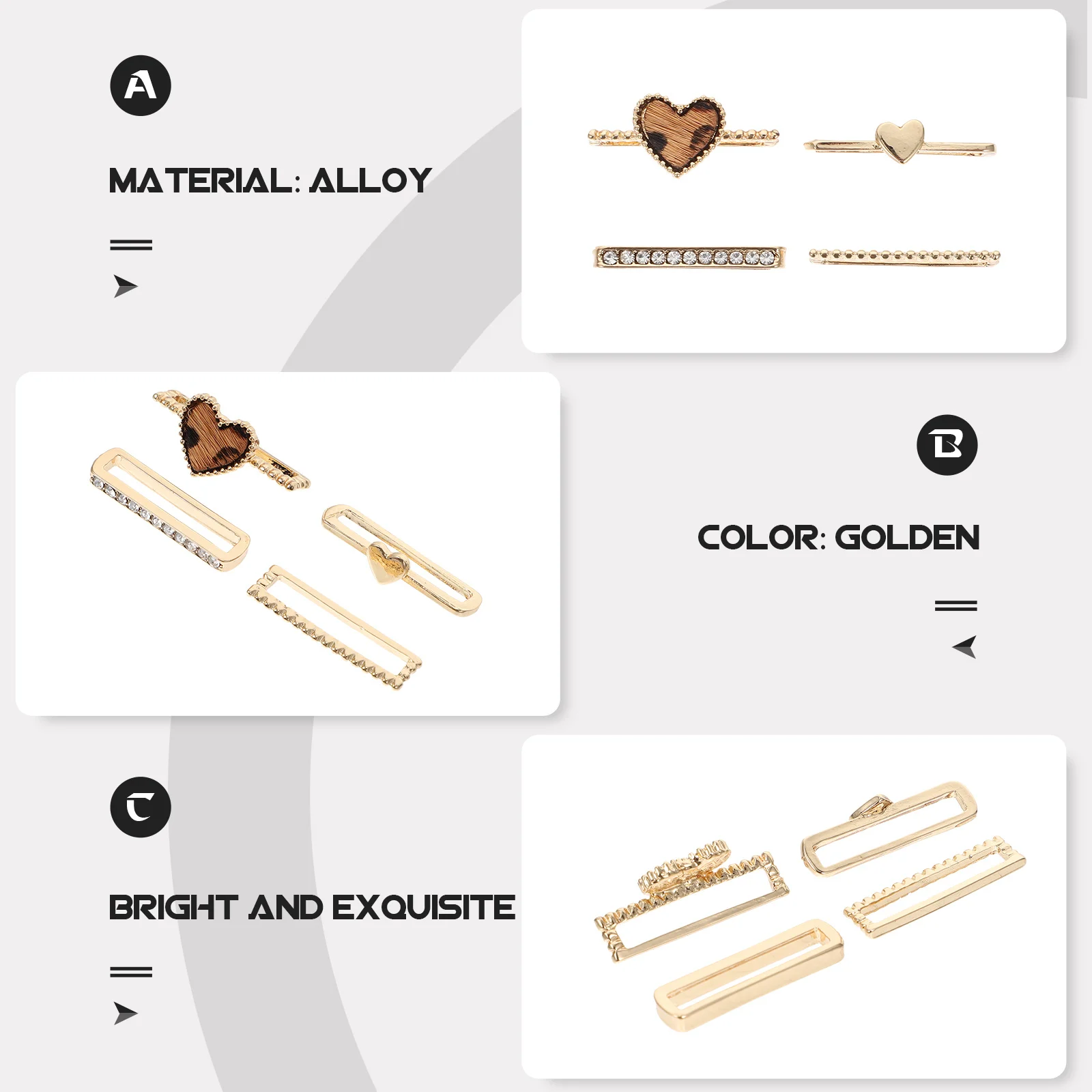 Accessori per anelli per cinturini da 5 pezzi Materiale in lega di alta qualità Bel colore dorato Design unico Durevole Vestibilità stabile e sbiadita