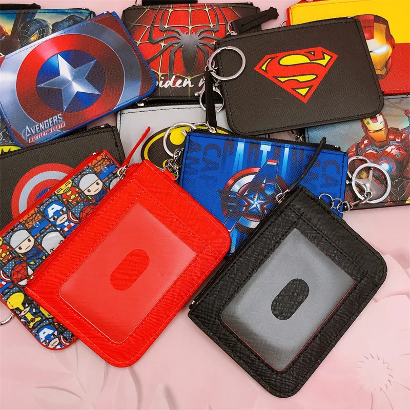 Disney Avengers Marvel Spider-Man Batman Change Bag Captain Vengeance Card Holder Badge Key Ring Card Holder