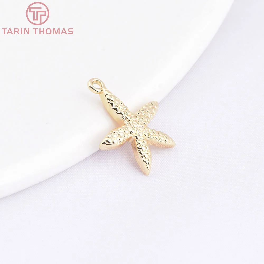 (555) 10PCS 13.5x16MM 18K Gold Color Brass Starfish Pendants Charms High Quality Diy Jewelry Making Findings Accessories