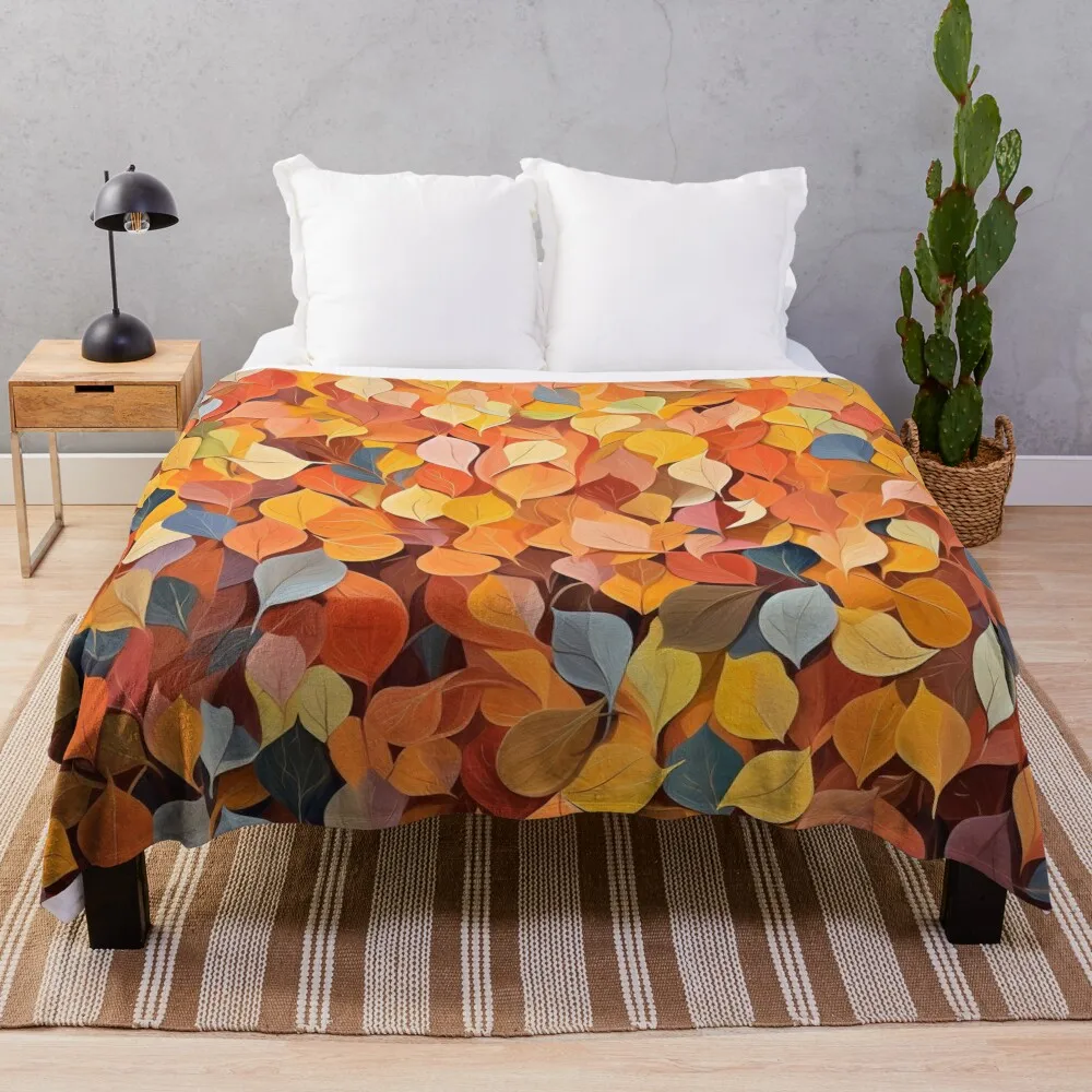 

Autumn Leaf Brushstrokes Pattern #32 Throw Blanket Giant Sofa valentine gift ideas Blankets