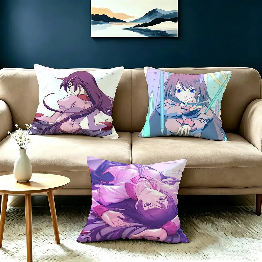 Japan Anime B-Bakemonogatari Pillow Case Square Double-Sided Sofa Cushion Cover Bedroom Bedside Pillow