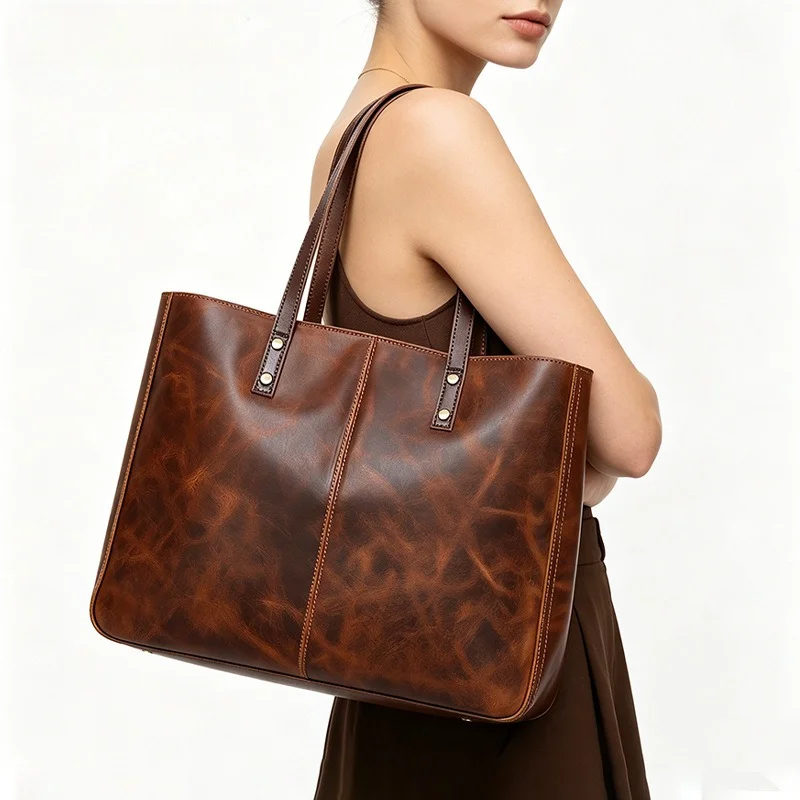 

Leather Women's Bag Crossbody Bag Women's Large Capacity First Layer Cowhide Tote Bag Cross-border South East Asia Bag Women's
