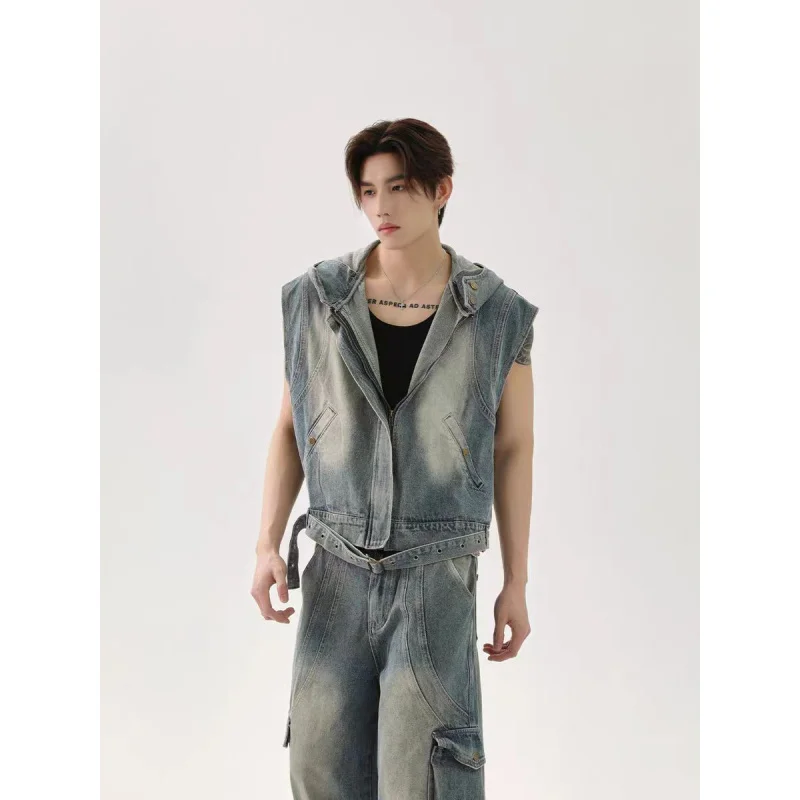 سترة رجالية متعددة الاستخدامات، فضفاضة، سترة بدون أكمام، تصميم مفكك متخصص، علوي #6