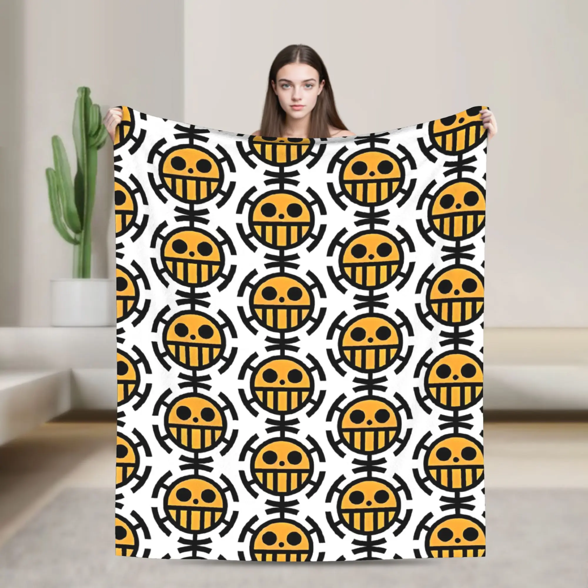 ترافالغار د. قانون المياه القراصنة العلم بطانية لوفي أنيمي غامض رمي بطانية طائرة السفر شخصية لينة الدافئة المفارش ،