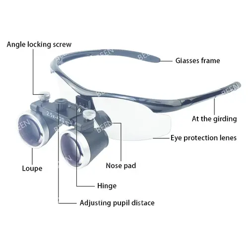 Imagen 2 del producto 3,5x320-420mm lupas dentales gafas laboratorio lupa médica dentistas lente óptica quirúrgica lupa negro