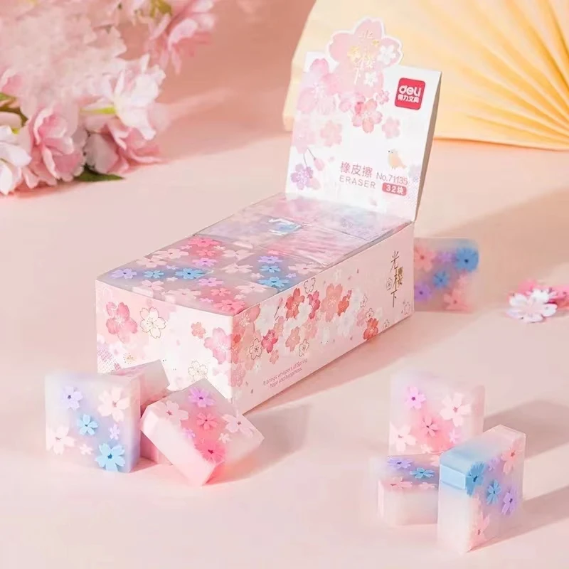 Cherry 2B Eraser Material Escolar Kawaii Stationery Cute Pink Cherry blossoms Eraser School Supplies Papelaria Gift for Student