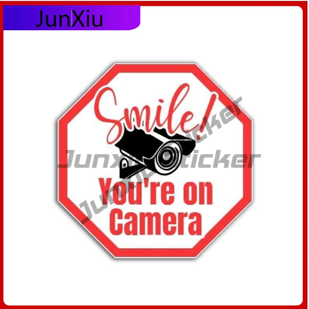 

Smile You're On Camera Sign Security Decal Waterproof Scratch-proof Exterior Motorcycle Stickers Custom Decals For Wall Sticker